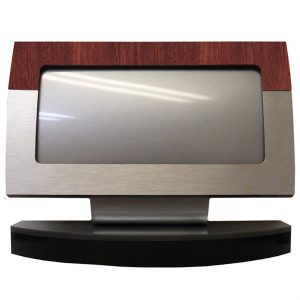 Porte-nom de bureau PN1 stratifié aluminium et acajou 6 x 4